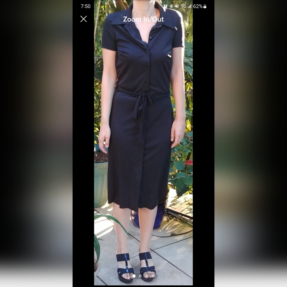 NWOT Hourglass long black belted dress medium